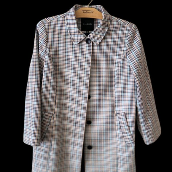Talbots Plaid Checkered Mac Coat - Size 16 - Picture 3 of 6